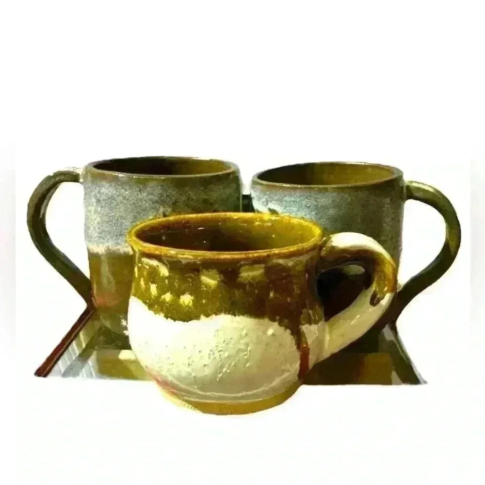 Southern Studio Pottery Set of 3 Coffee/Tea Mugs Artist Signed